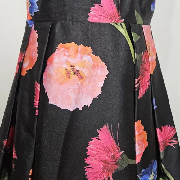 Carolina Herrera Floral Silk-Blend Mikado A-Line Cocktail Dress Size 10 - Picture 10 of 13